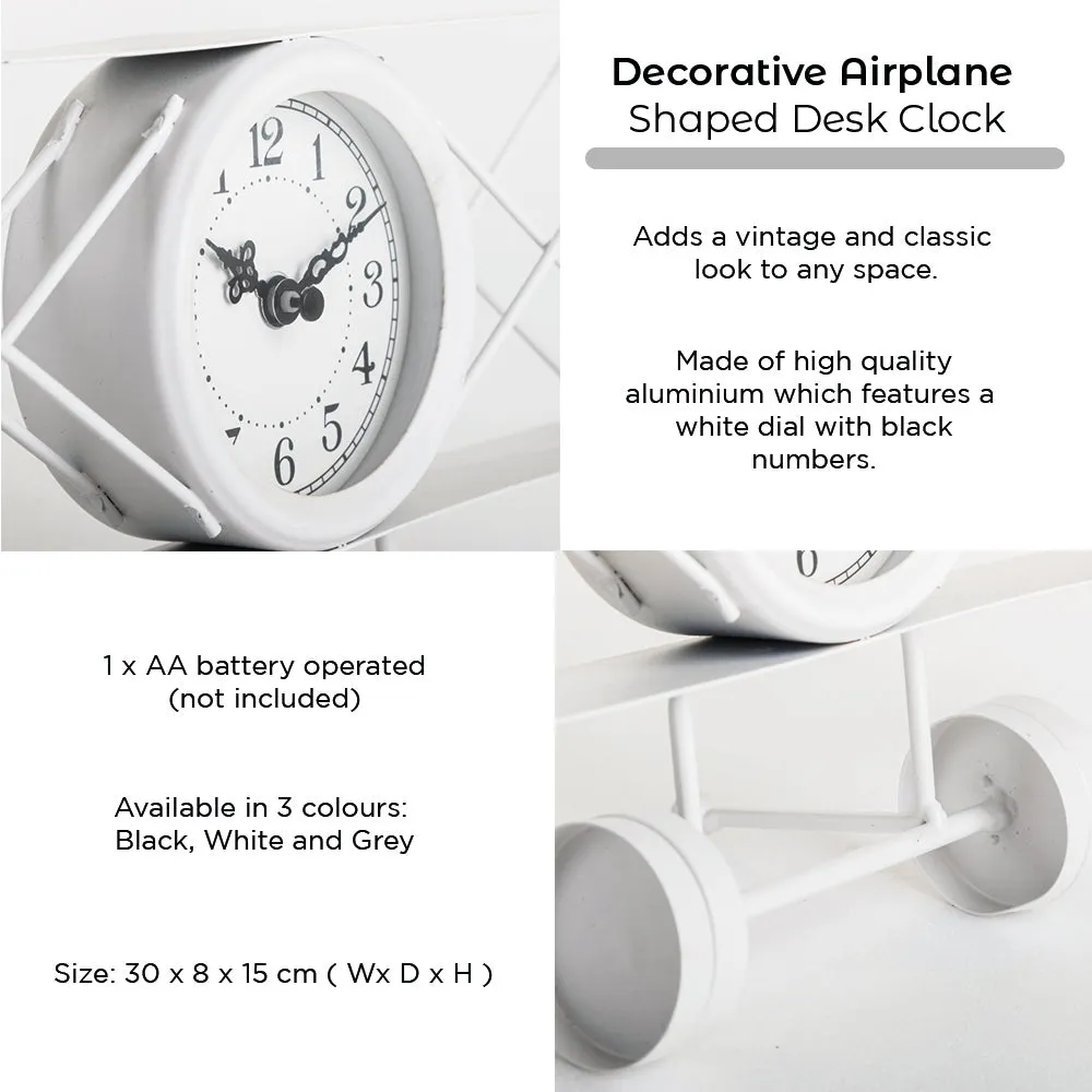 Table Clock - Metal Airplane Shape