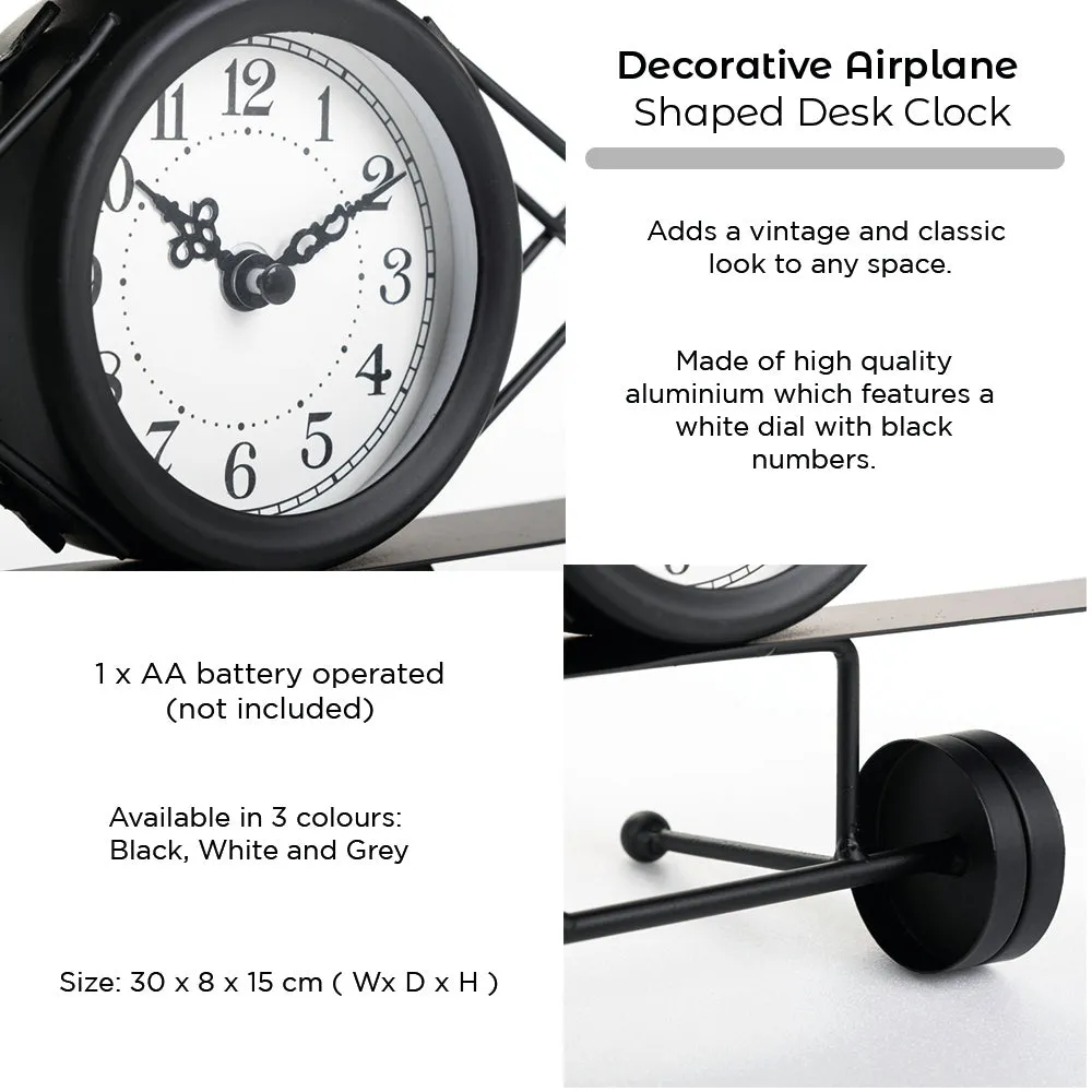 Table Clock - Metal Airplane Shape