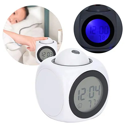 Time Broadcast Clock, LCD Clock, Support The Hourly Voice Telling Time Chiming Clock, Projection Function for Students Essential Office Workers Home