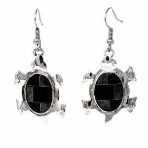 Turtle Earrings with Onyx Design Artisana