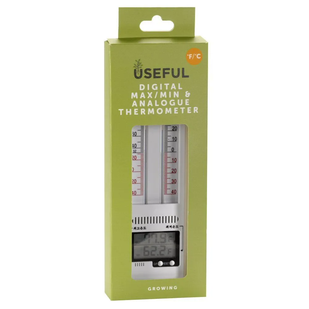 Useful 24cm Max/Min Digital & Analogue Thermometer