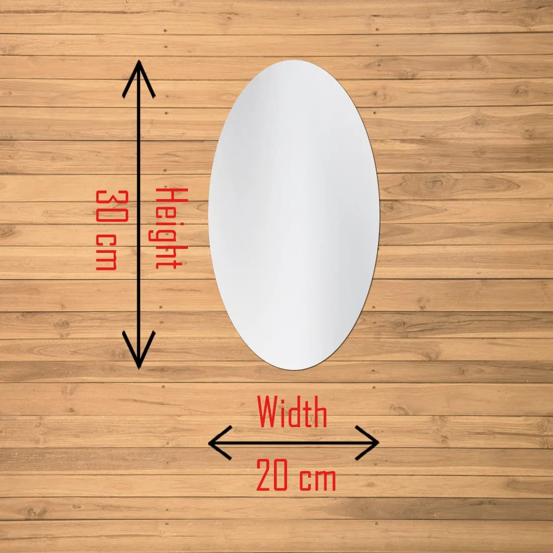 WallDaddy - Self Adhesive Plastic Oval Mirror for Wall Stickers (30x20) Cm Frameless Flexible Mirror for Bathroom | Bedroom | Living Room (S-OvalMirror) Wall Sticker Mirror Non-Glass