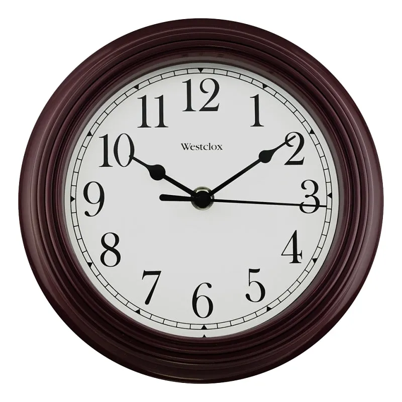 Westclox 46983 Clock, Round, Burgundy Frame, Plastic Clock Face, Analog :EA: QUANTITY: 1