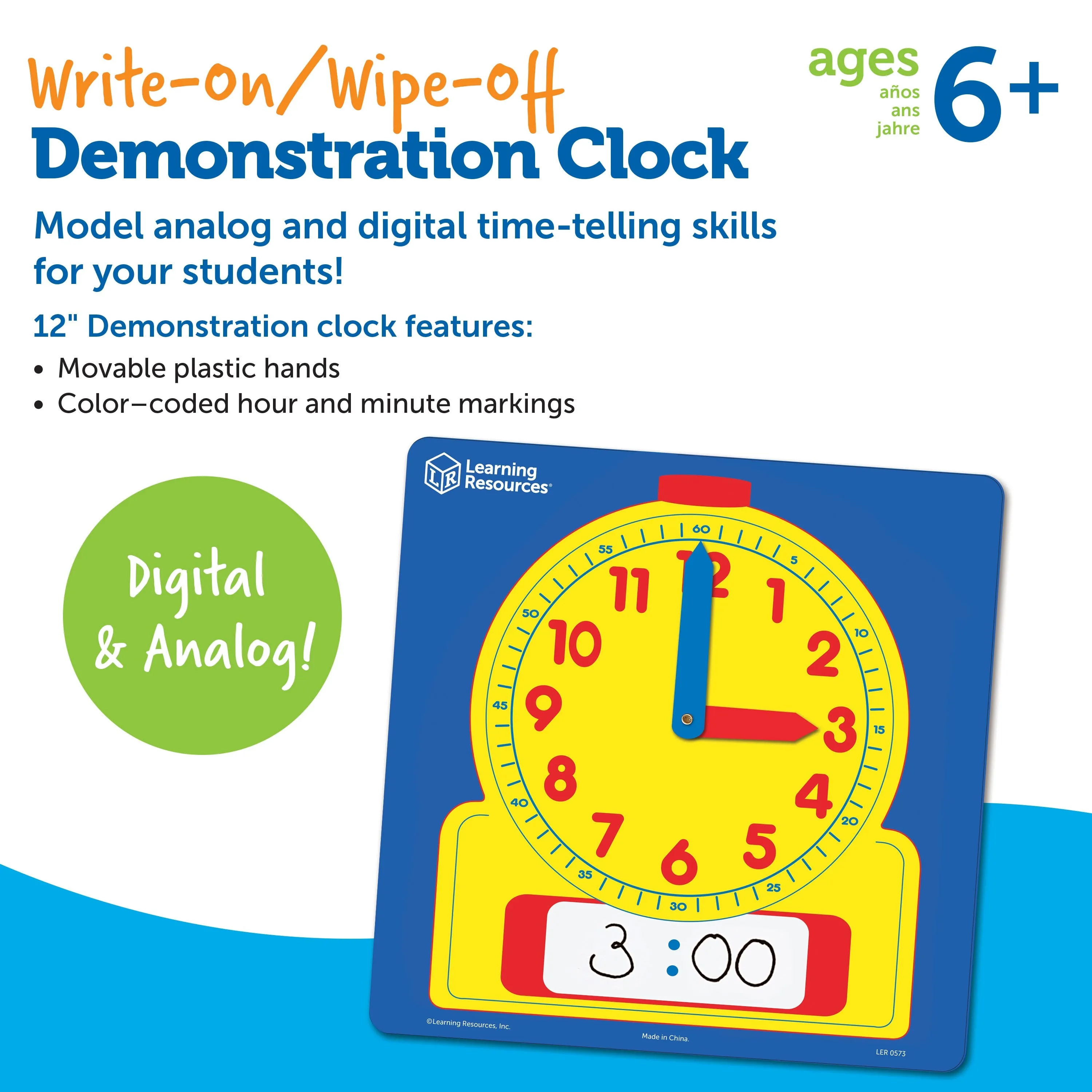 Wipe-Clean Demonstration Clock