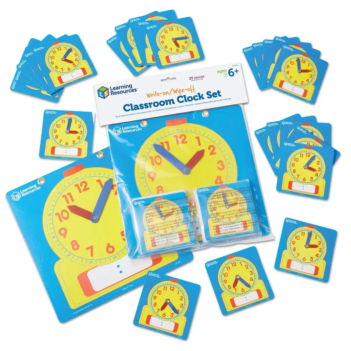 Write & Wipe Clocks - Classroom Set of 25