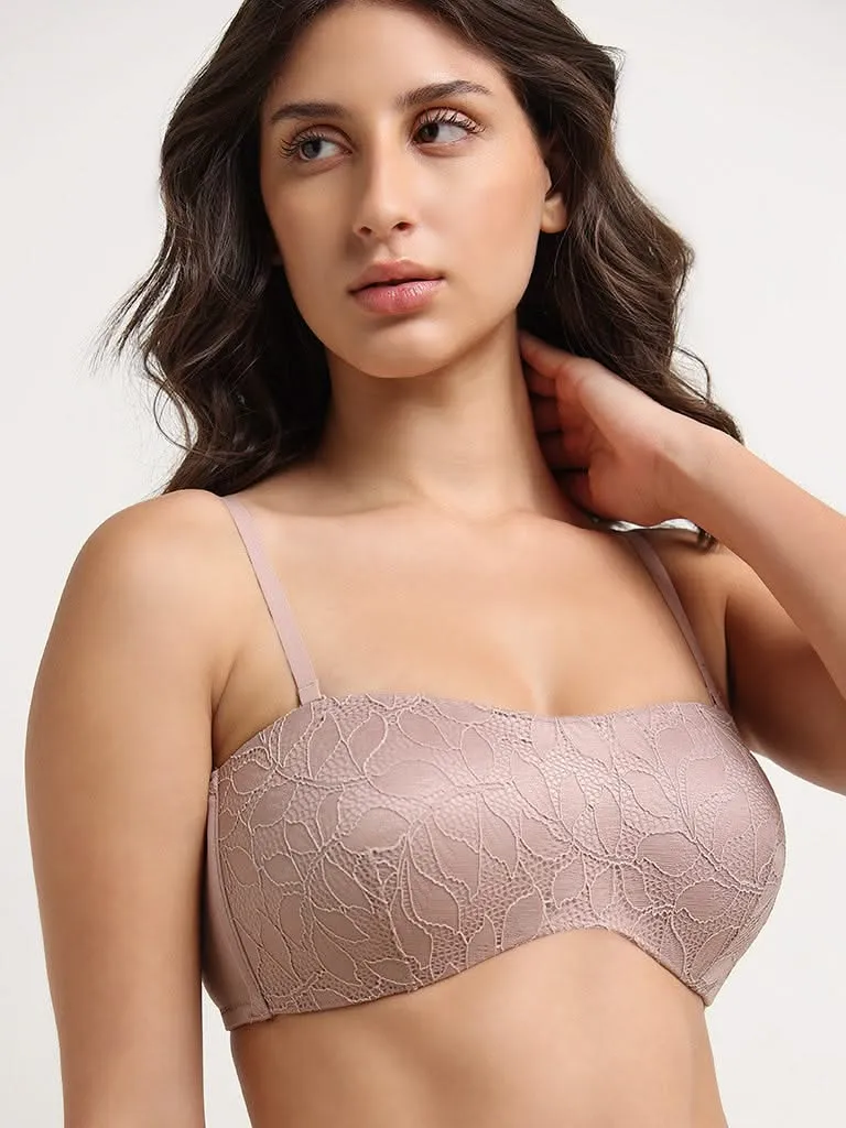 Wunderlove Light Taupe Lace Design Padded Bra